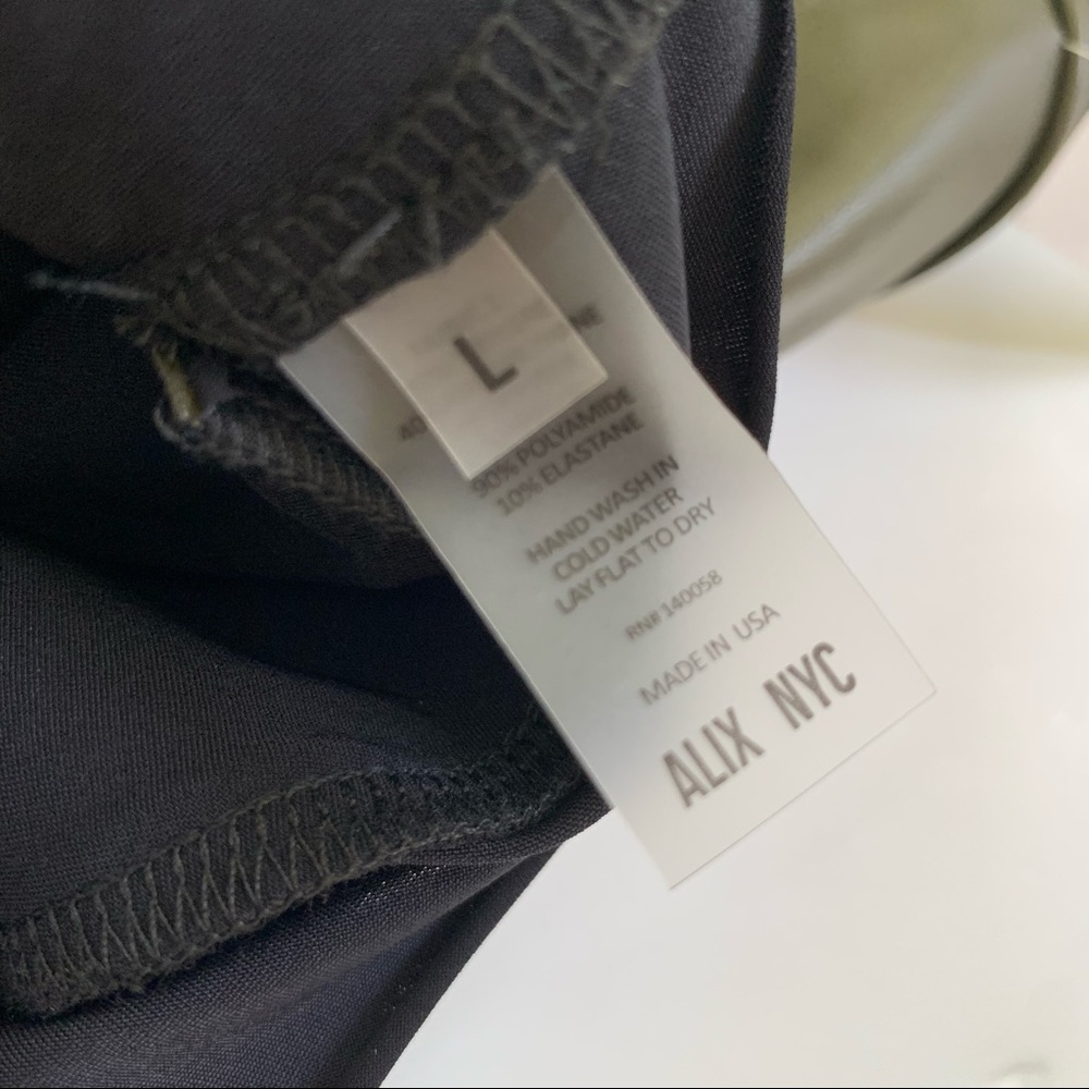 Alix NYC Faux Leather Bodysuit Halter Thong Olive Green L 8/10 NWT - Picture 10 of 12